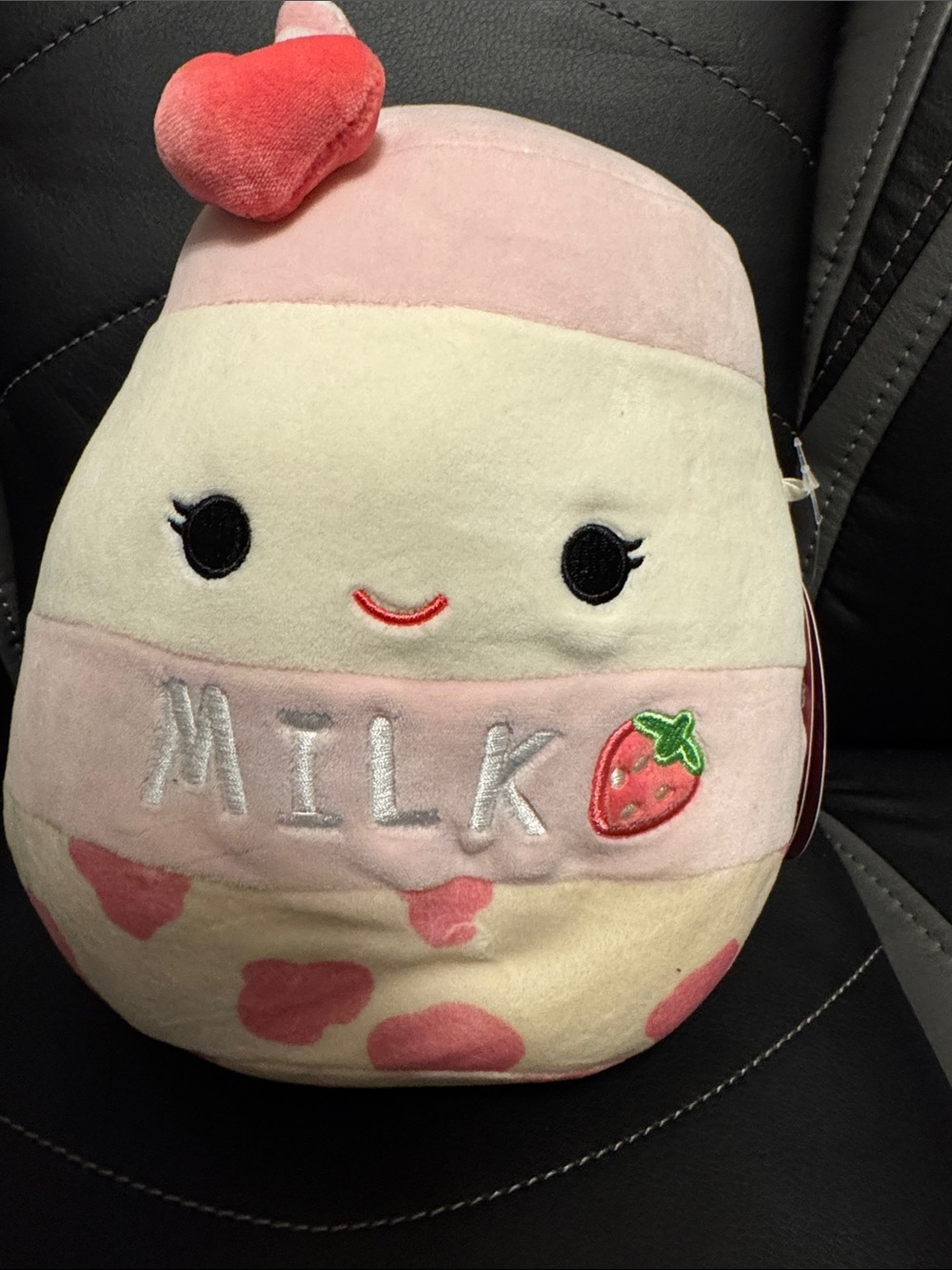 Plush Strawberry Milk Bottle Kids Toy - Pink